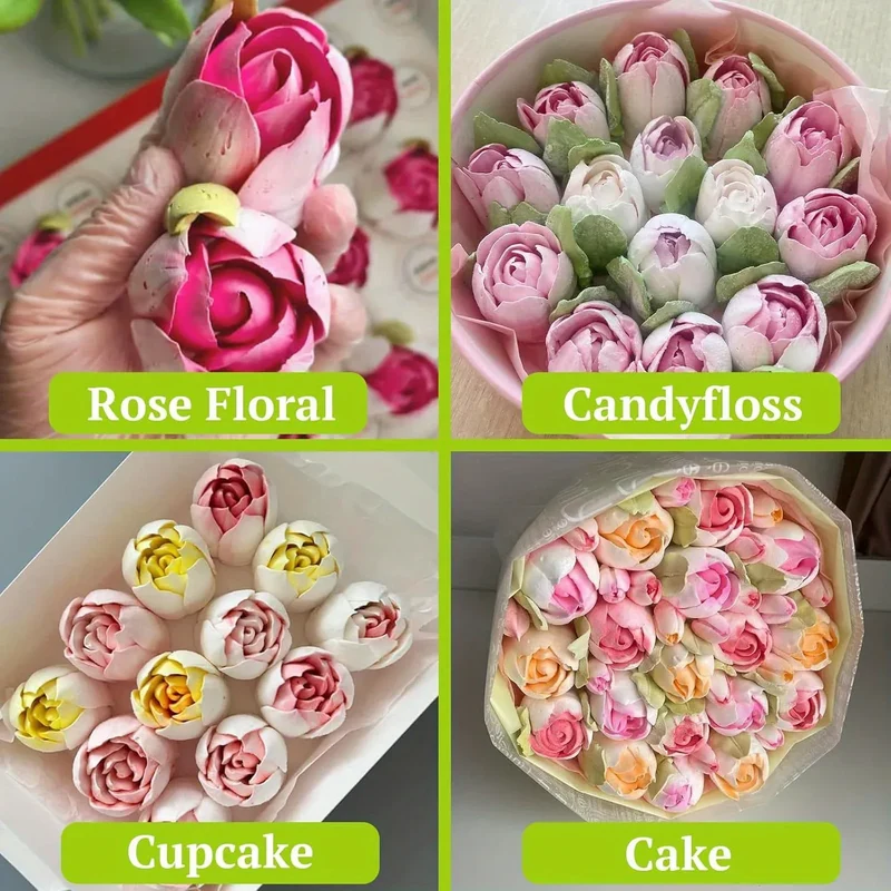 Douille à Pâtisserie en Acier Inoxydable - 3 Pièces Fleur Rose