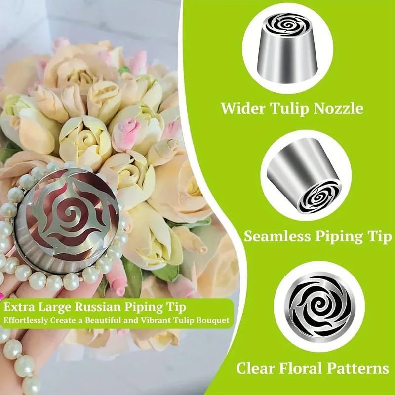 Douille à Pâtisserie en Acier Inoxydable - 3 Pièces Fleur Rose