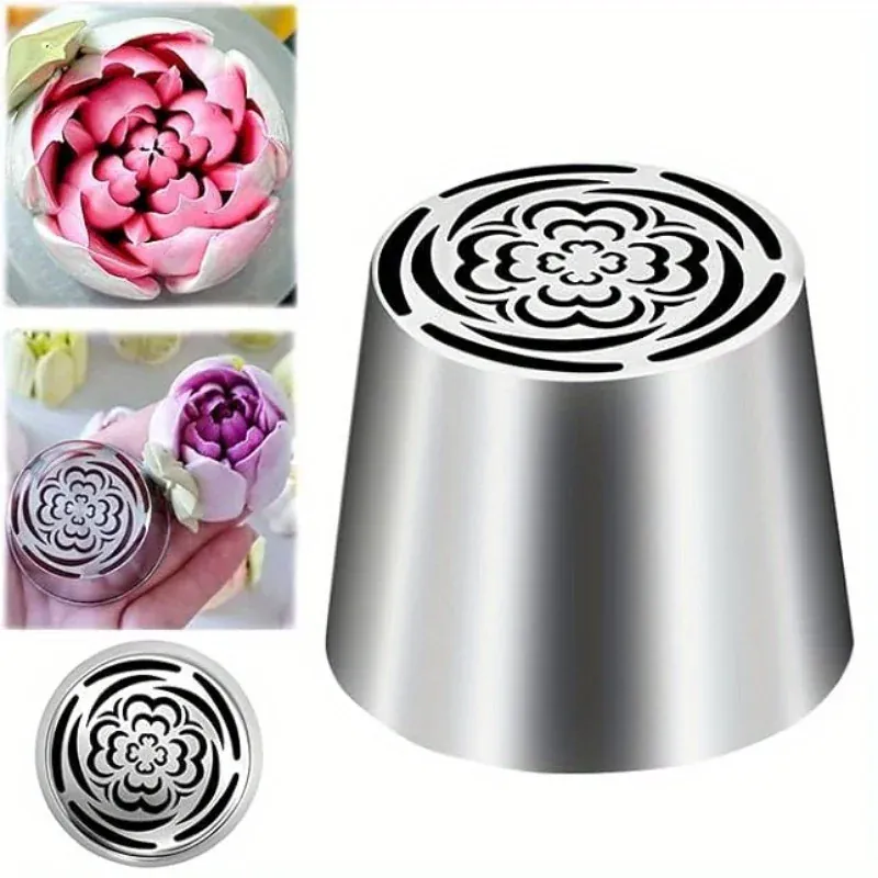 Douille à Pâtisserie en Acier Inoxydable - 3 Pièces Fleur Rose