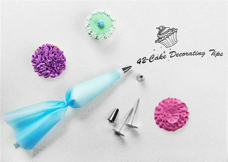 Kit de Décoration de Gâteaux 42 pcs avec Douilles et Poches à Douilles