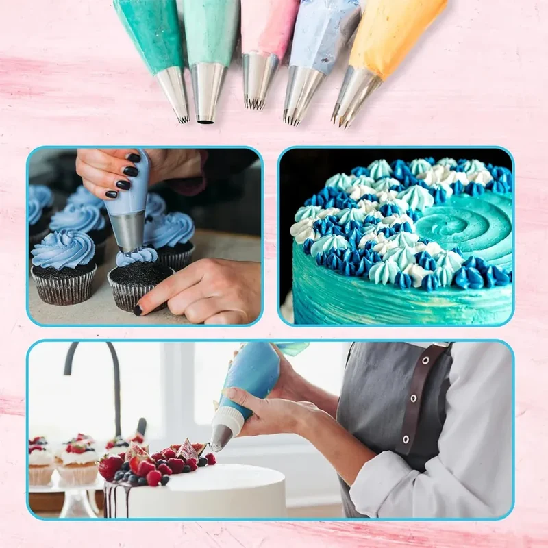 Set d'Outils de Décoration de Gâteaux 27 Pièces - Poche Réutilisable et Douilles en Acier Inox