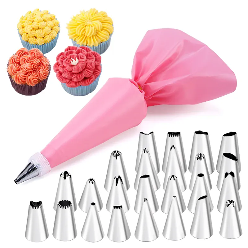 Poche à Douille et 10 Douilles en Acier Inoxydable pour Pâtisserie