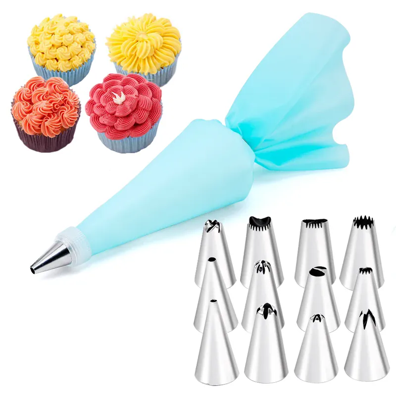 Poche à Douille et 10 Douilles en Acier Inoxydable pour Pâtisserie