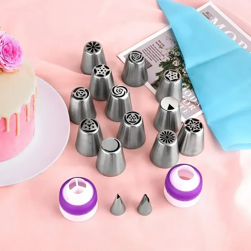 Set de 27 Douilles à Pâtisserie en Acier Inoxydable pour Décoration de Gâteaux