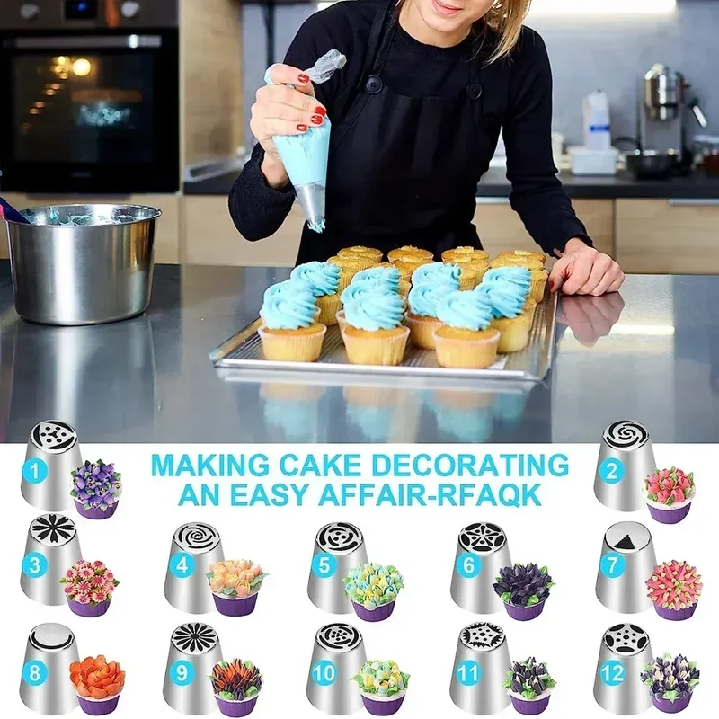 Set de 27 Douilles à Pâtisserie en Acier Inoxydable pour Décoration de Gâteaux
