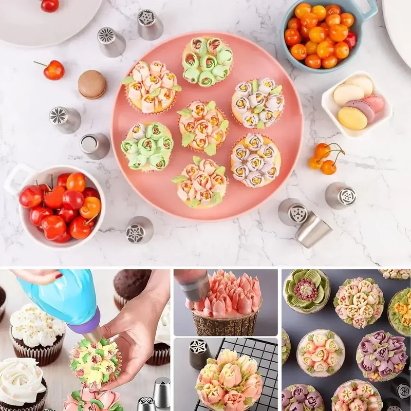 Set de 27 Douilles à Pâtisserie en Acier Inoxydable pour Décoration de Gâteaux