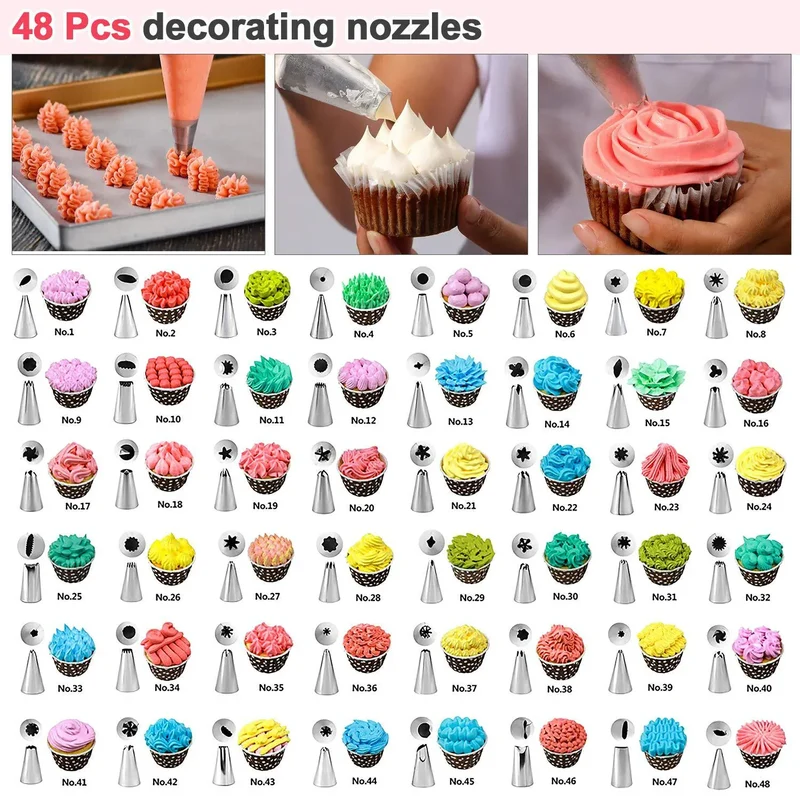 Kit de Décoration de Gâteaux 76 Pièces avec Douilles et Accessoires en Acier Inoxydable