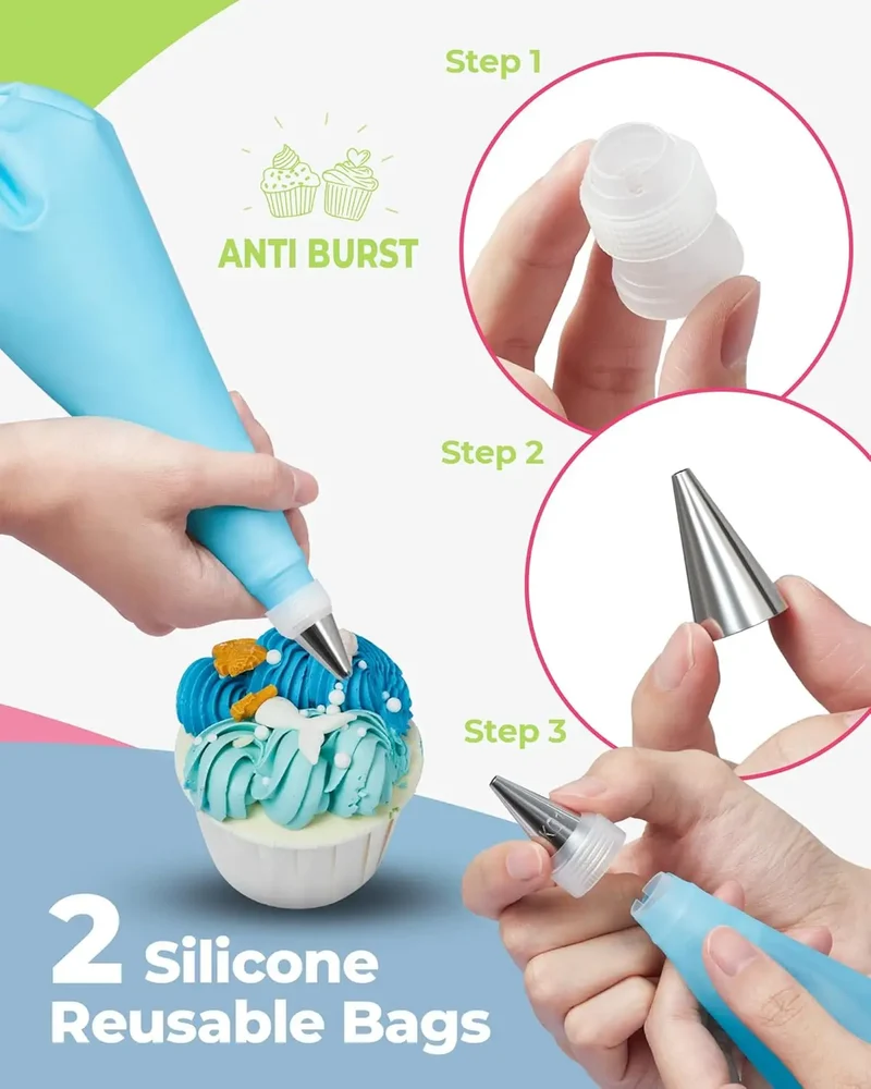 Kit de Décoration de Gâteaux 76 Pièces avec Douilles et Accessoires en Acier Inoxydable