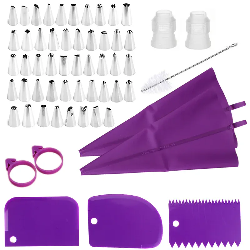 Poche à Douille en Silicone 43 pièces avec Douilles en Acier Inoxydable
