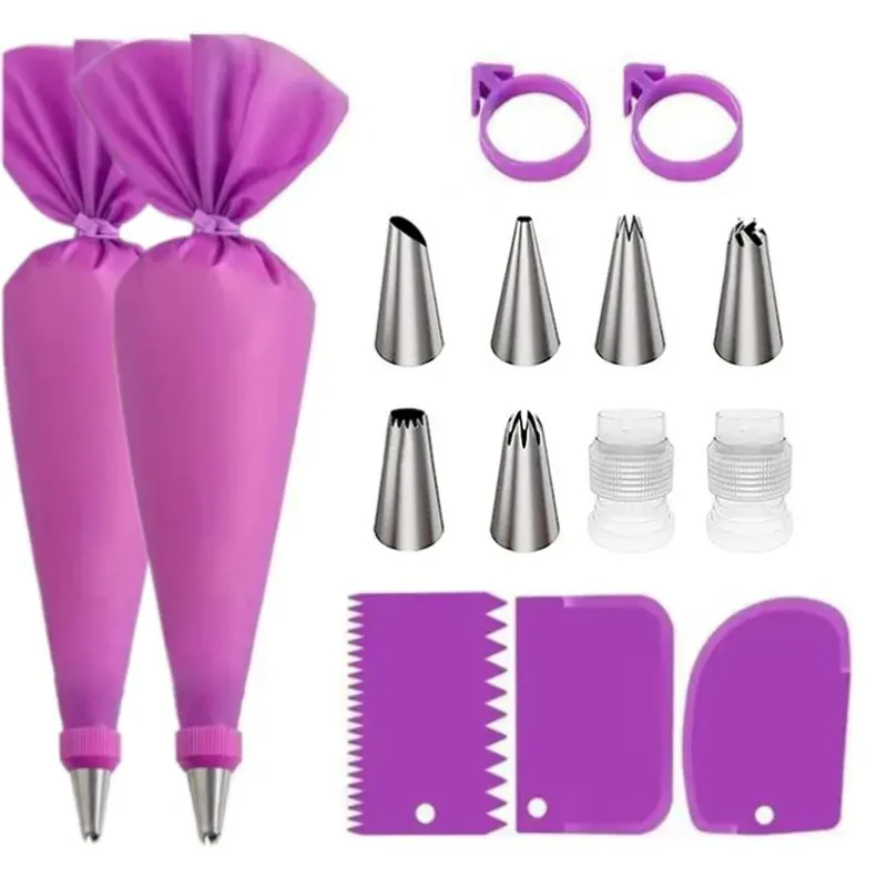 Poche à Douille en Silicone 43 pièces avec Douilles en Acier Inoxydable