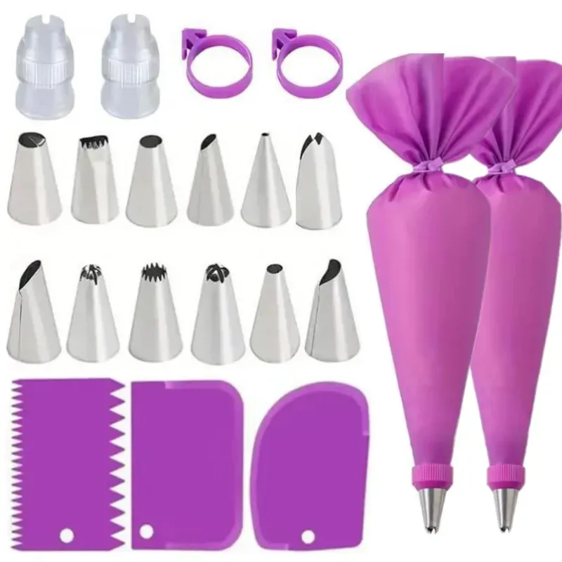Poche à Douille en Silicone 43 pièces avec Douilles en Acier Inoxydable