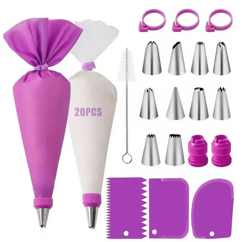 Poche à Douille en Silicone 43 pièces avec Douilles en Acier Inoxydable