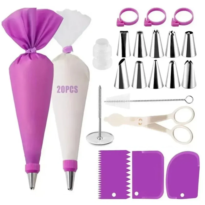 Poche à Douille en Silicone 43 pièces avec Douilles en Acier Inoxydable