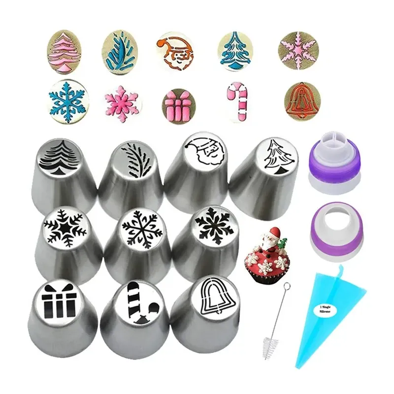 Douilles à pâtisserie en inox 13 pièces avec poches à douille décoratives