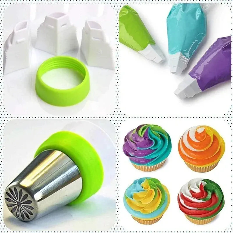 Douilles à pâtisserie en inox 13 pièces avec poches à douille décoratives
