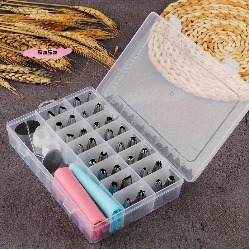 Set d'outils de décoration de gâteaux en inox - 38 pièces avec poches