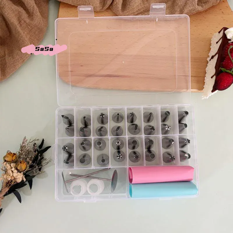 Set d'outils de décoration de gâteaux en inox - 38 pièces avec poches