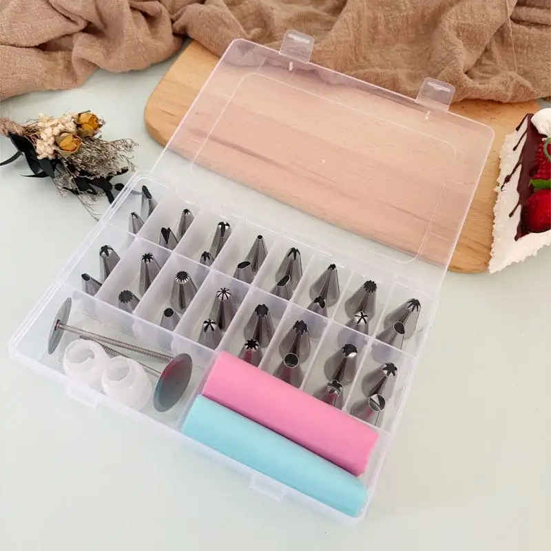 Set d'outils de décoration de gâteaux en inox - 38 pièces avec poches