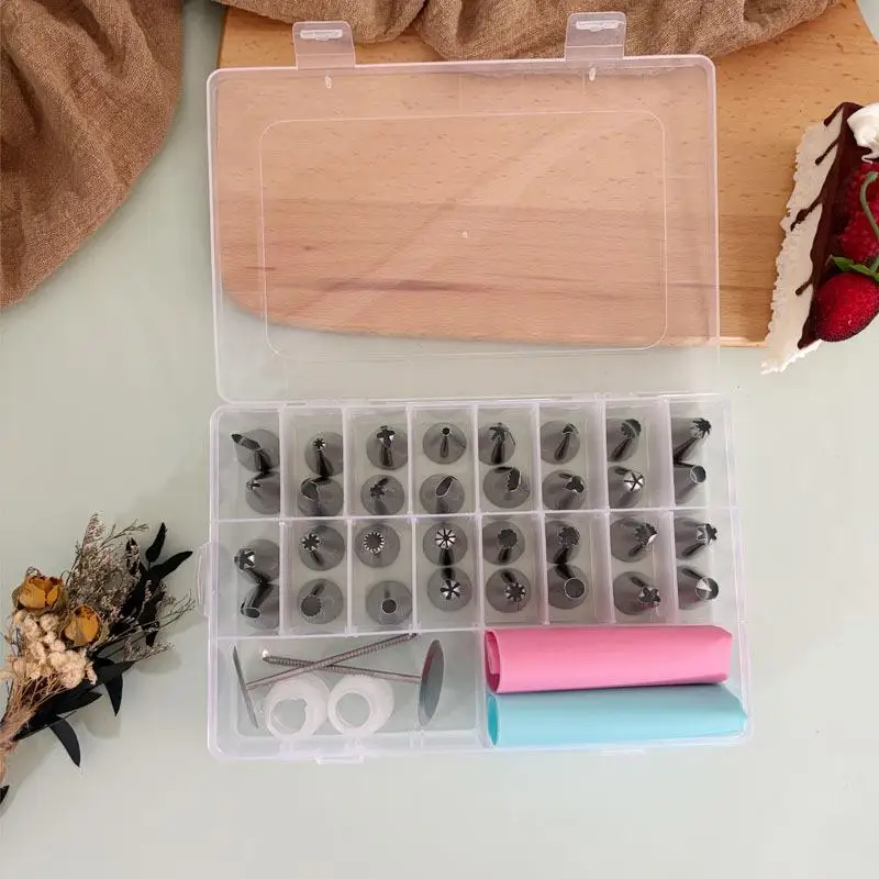 Set d'outils de décoration de gâteaux en inox - 38 pièces avec poches