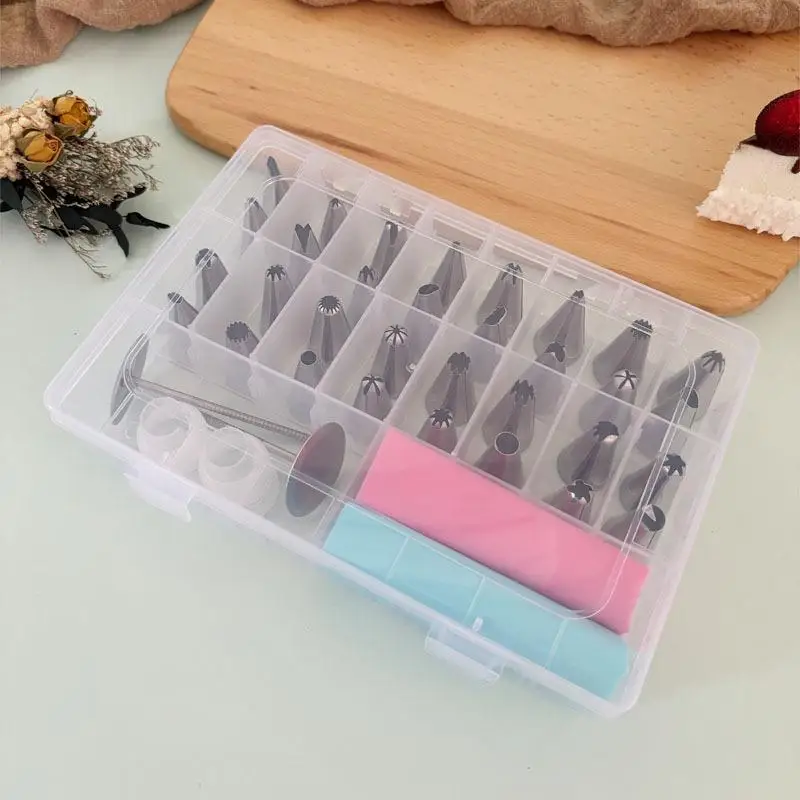Set d'outils de décoration de gâteaux en inox - 38 pièces avec poches