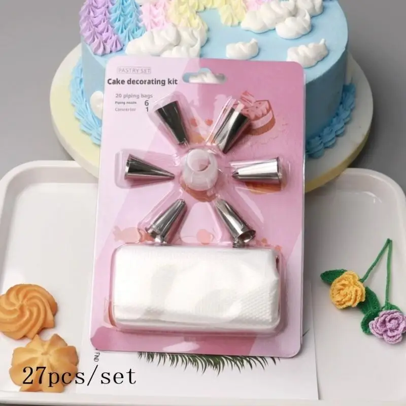 Set d'outils de décoration de gâteaux en inox - 38 pièces avec poches
