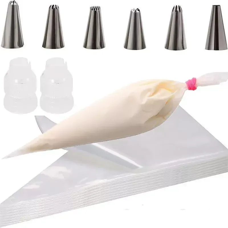 Poches à douille en silicone 100 pcs avec embouts en acier inoxydable