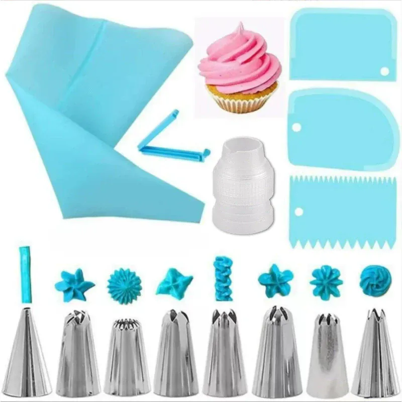 Poches à douille en silicone 100 pcs avec embouts en acier inoxydable