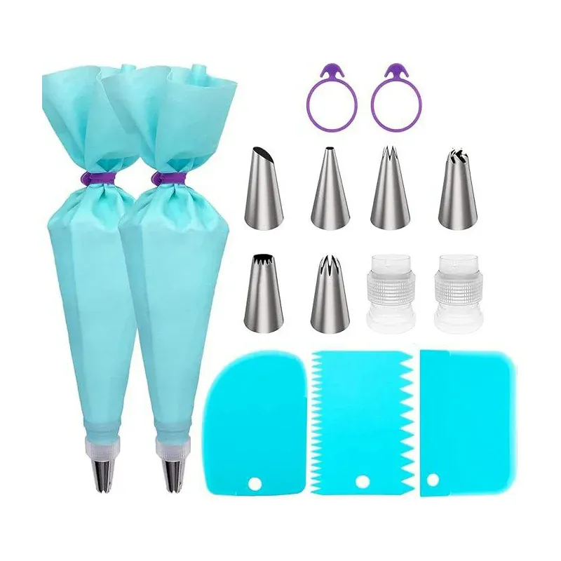 Poches à douille en silicone 100 pcs avec embouts en acier inoxydable