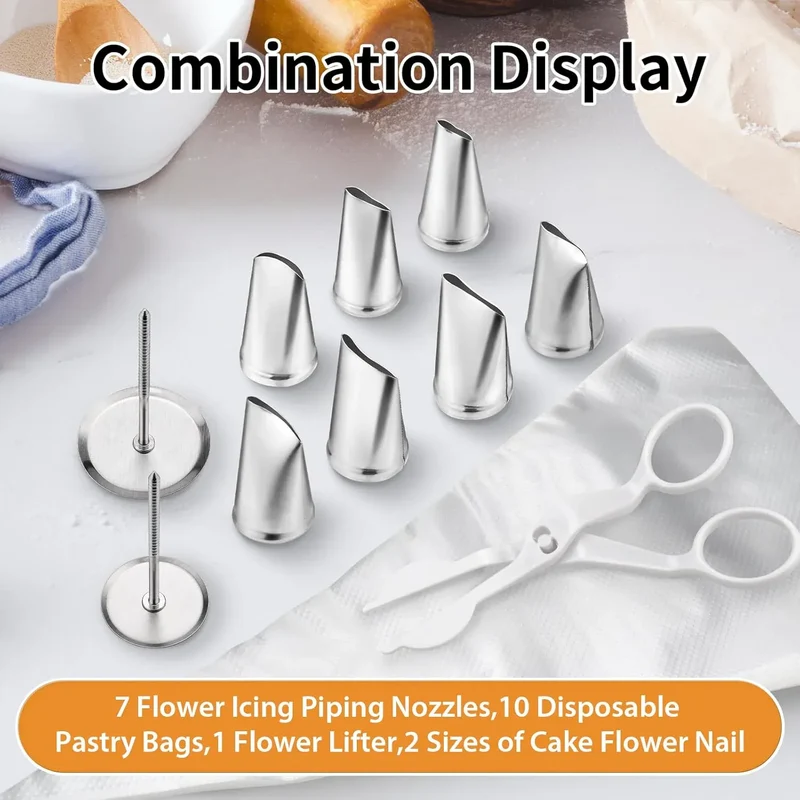 Kit de décoration de gâteaux 20 pièces en acier inoxydable - Douilles et outils professionnels