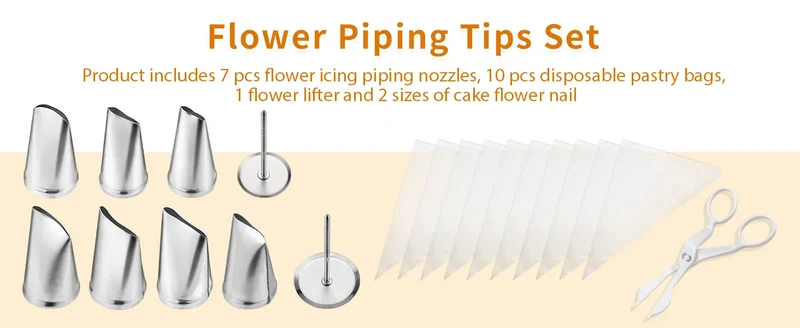Kit de décoration de gâteaux 20 pièces en acier inoxydable - Douilles et outils professionnels