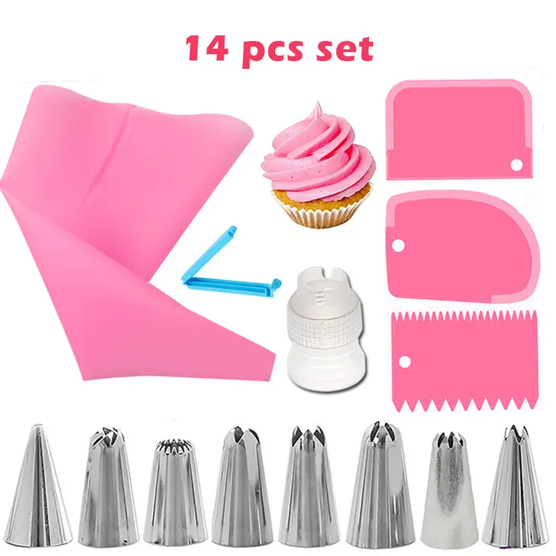 Kit de Décoration de Gâteaux 14 pièces - Douilles et Poches en Silicone