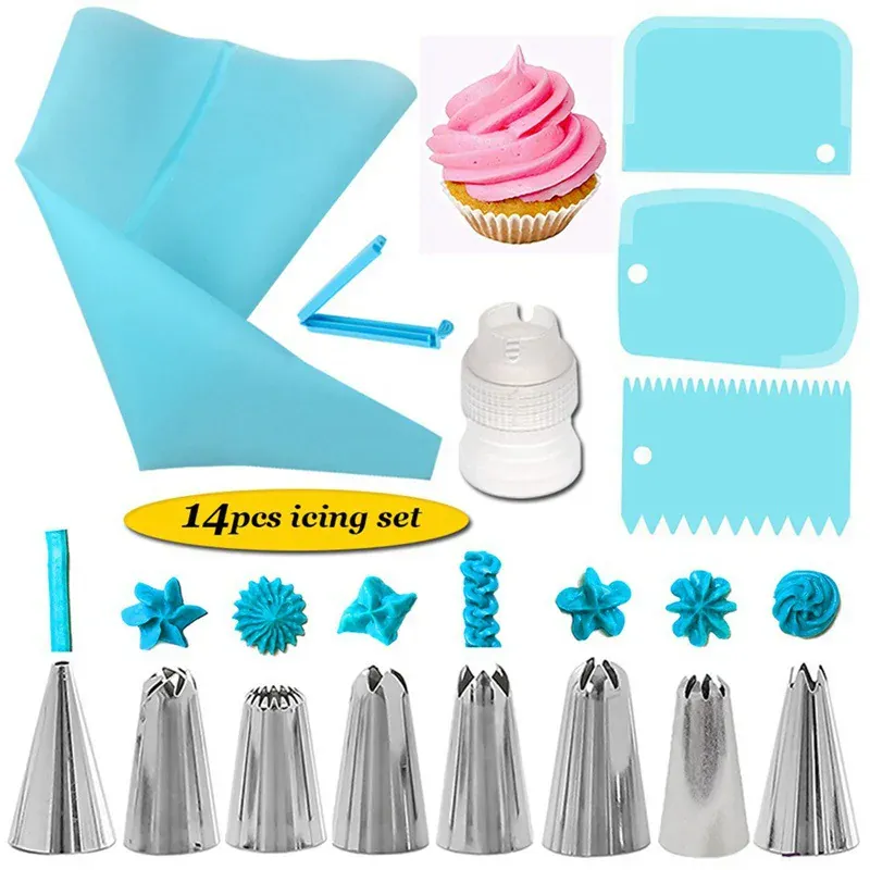 Kit de Décoration de Gâteaux 14 pièces - Douilles et Poches en Silicone