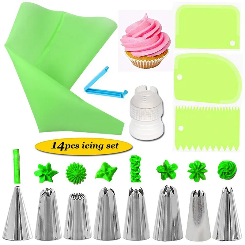 Kit de Décoration de Gâteaux 14 pièces - Douilles et Poches en Silicone