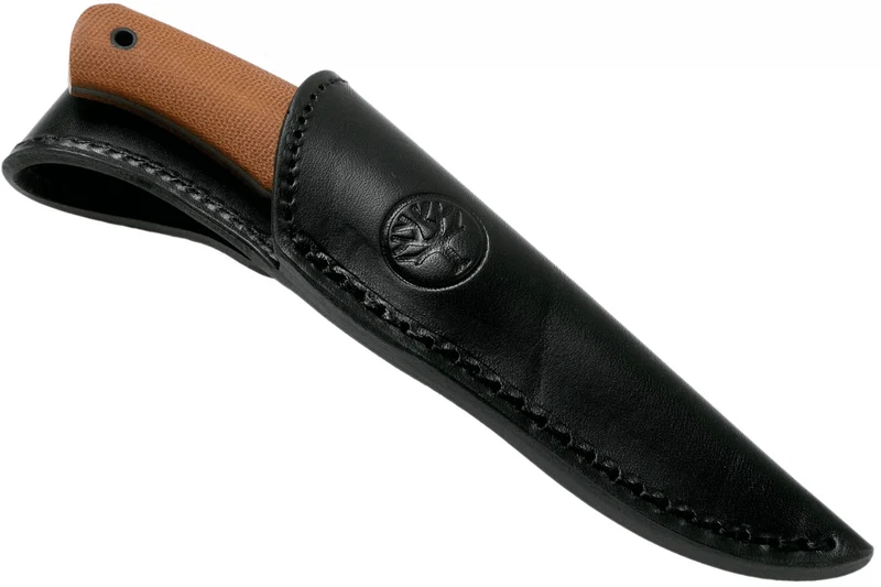 Couteau Böker Boxer Fixed 120503 lame en acier 8,4cm manche en micarta marron + étui en cuir