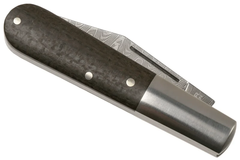 Couteau pliant Böker Barlow M4 Sherman Damas 110038DAM manche en micarta marron et inox 8,8cm + étui feutre