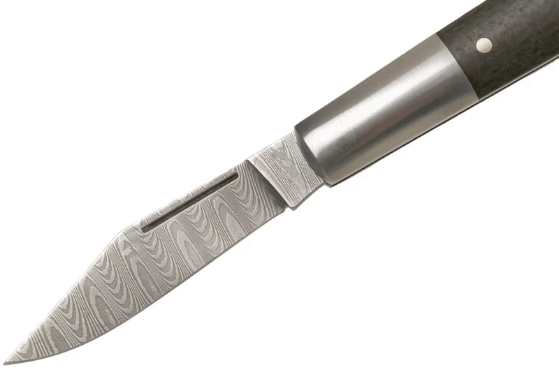 Couteau pliant Böker Barlow M4 Sherman Damas 110038DAM manche en micarta marron et inox 8,8cm + étui feutre