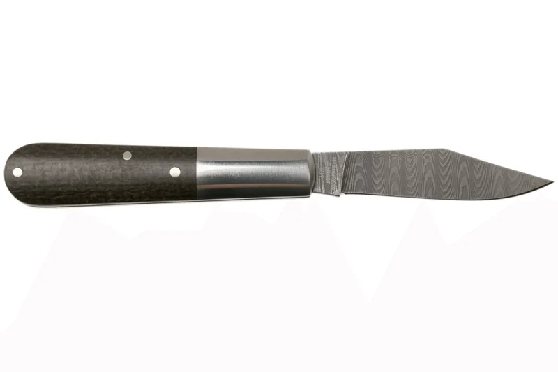 Couteau pliant Böker Barlow M4 Sherman Damas 110038DAM manche en micarta marron et inox 8,8cm + étui feutre
