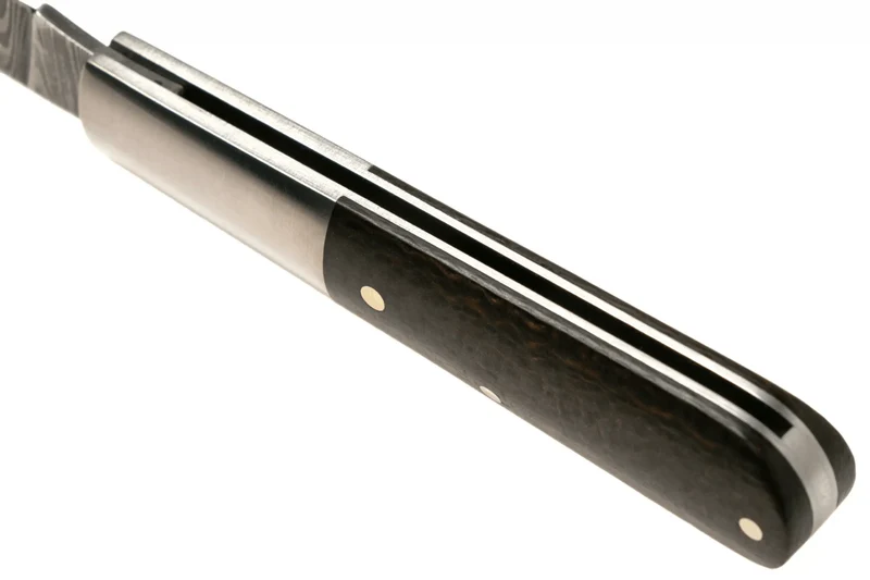 Couteau pliant Böker Barlow M4 Sherman Damas 110038DAM manche en micarta marron et inox 8,8cm + étui feutre