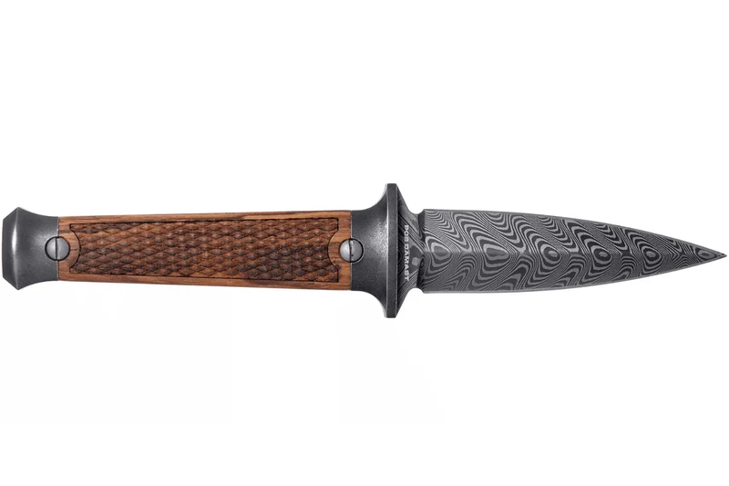 Couteau Böker P08 Damascus 121515DAM lame damassée 8,2cm manche en bois + étui en cuir