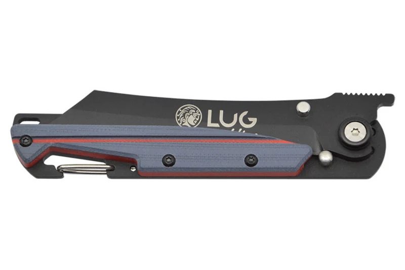 Couteau pliant LUG Higo Titanium LUSP3THRG manche en acier et G10 gris et rouge 11cm