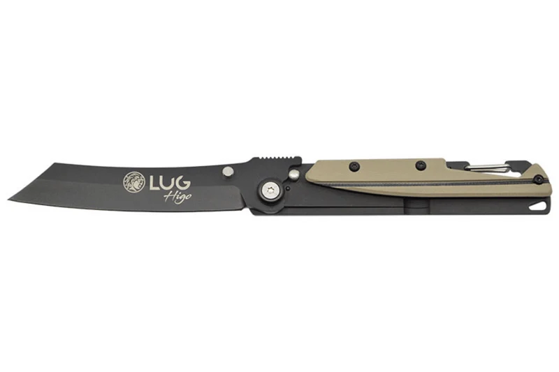 Couteau pliant LUG Higo Titanium LUSP3THBD manche en acier et G10 désert et noir 11cm