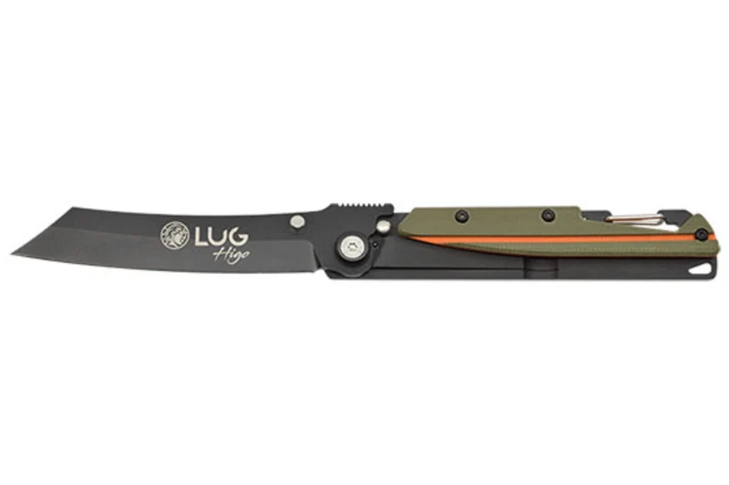 Couteau pliant LUG Higo Titanium LUSP3THOK manche en acier et G10 Kaki et orange 11cm