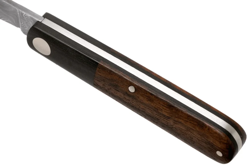 Couteau pliant Böker Barlow Prime Tirpitz Damas 117942DAM manche micarta noir et noyer 8,4cm + étui en feutre