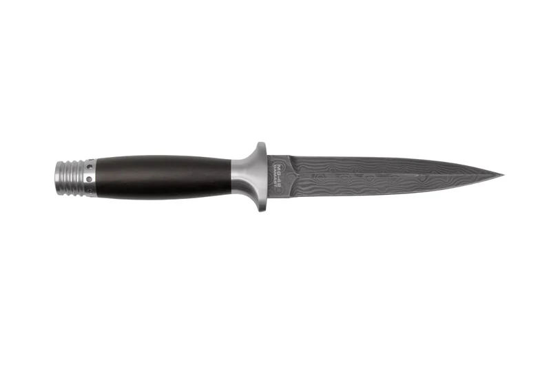 Couteau Böker MG-42 121506DAM lame damassée 13,5cm manche en bois de fer + étui en cuir