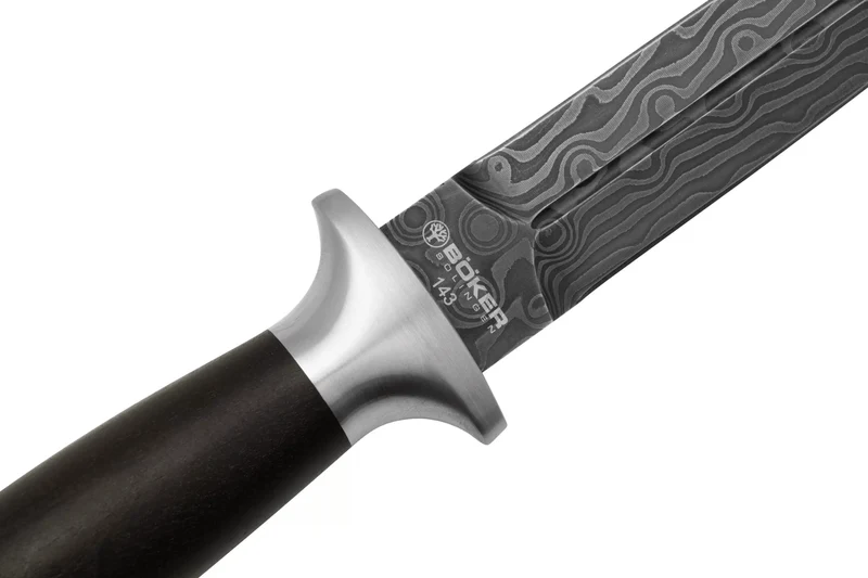 Couteau Böker MG-42 121506DAM lame damassée 13,5cm manche en bois de fer + étui en cuir