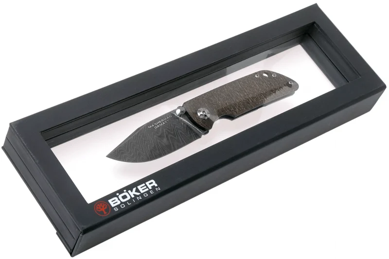 Couteau pliant Böker M4 Sherman Damas 110662DAM lame damassée manche en micarta noir 9,8cm