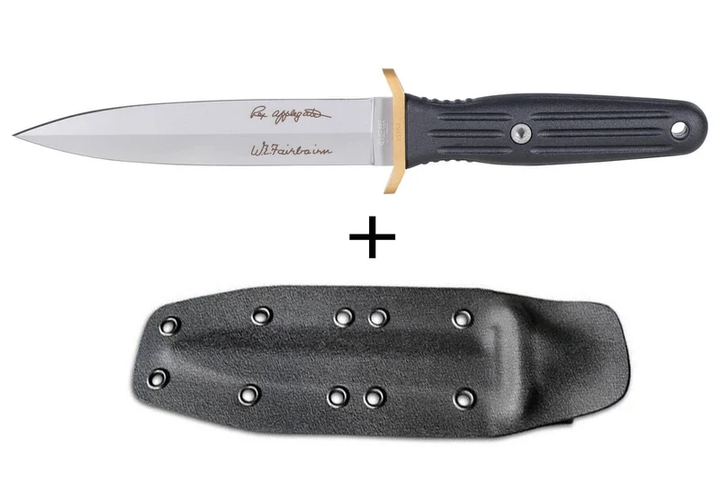 Couteau Böker Applegate Fairbairn Combat II 120543AF lame en acier 15cm manche synthétique noir + étui en kydex