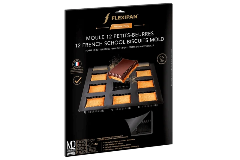 Moule 12 petits beurres Flexipan anti-adhérent en silicone 40x30cm