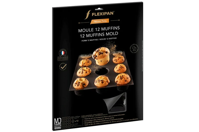 Moule 12 muffins Flexipan anti-adhérent en silicone et tricot de verre