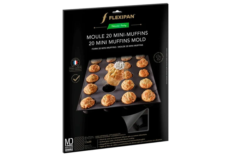 Moule 20 mini muffins Flexipan anti-adhérent en silicone et tricot de verre